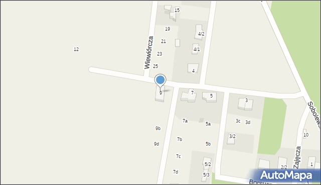 Sobolewo, Borsucza, 9, mapa Sobolewo