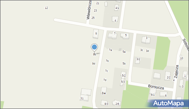 Sobolewo, Borsucza, 9b, mapa Sobolewo