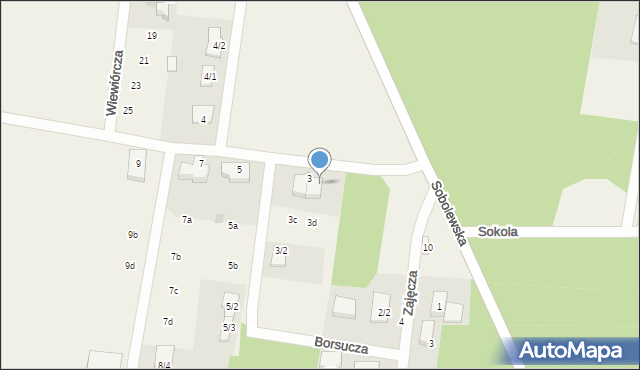 Sobolewo, Borsucza, 3A, mapa Sobolewo