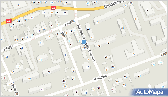 Sokółka, Bohaterów Monte Cassino, 12A, mapa Sokółka