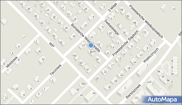 Sokołów Podlaski, Bohaterów Westerplatte, 30, mapa Sokołów Podlaski