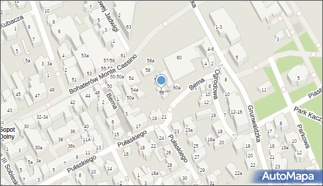 Sopot, Bohaterów Monte Cassino, 56, mapa Sopotu
