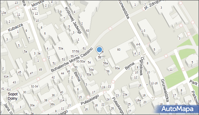 Sopot, Bohaterów Monte Cassino, 58, mapa Sopotu
