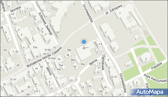 Sopot, Bohaterów Monte Cassino, 60, mapa Sopotu