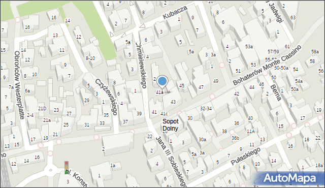 Sopot, Bohaterów Monte Cassino, 41b, mapa Sopotu