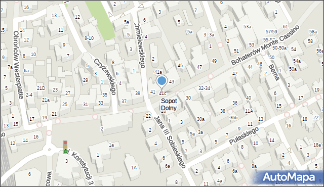 Sopot, Bohaterów Monte Cassino, 41c, mapa Sopotu