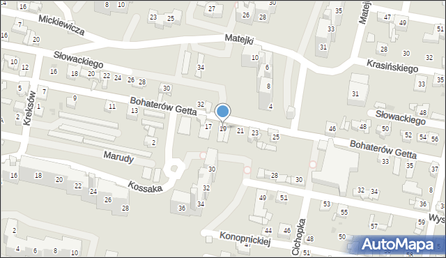 Sosnowiec, Bohaterów Getta, 19, mapa Sosnowca
