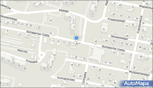 Sosnowiec, Bohaterów Getta, 25, mapa Sosnowca