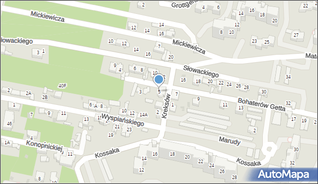 Sosnowiec, Bohaterów Getta, 5, mapa Sosnowca