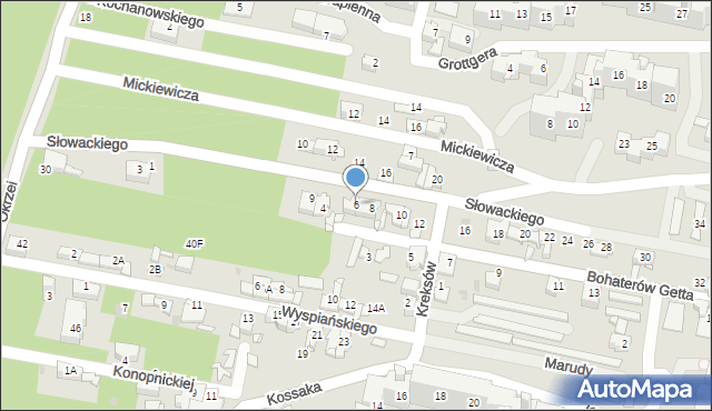 Sosnowiec, Bohaterów Getta, 6, mapa Sosnowca