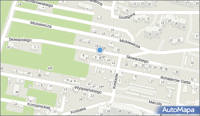 Sosnowiec, Bohaterów Getta, 8, mapa Sosnowca