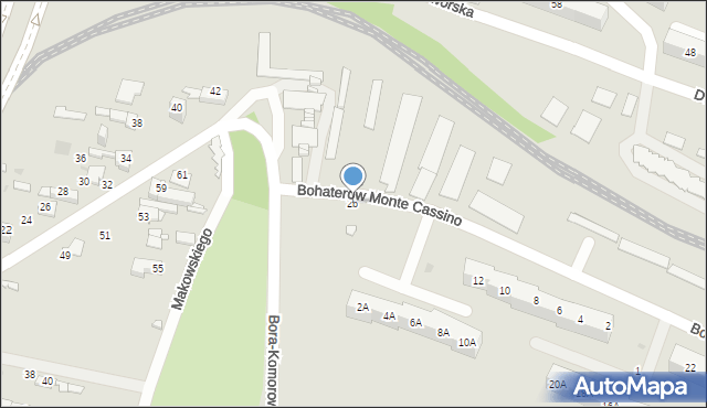 Sosnowiec, Bohaterów Monte Cassino, 2b, mapa Sosnowca