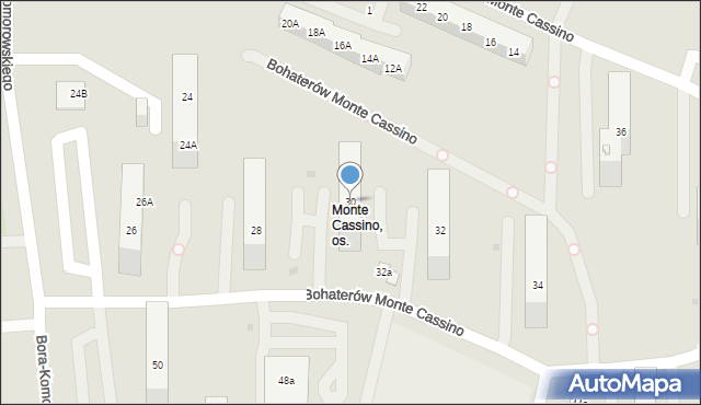 Sosnowiec, Bohaterów Monte Cassino, 30, mapa Sosnowca