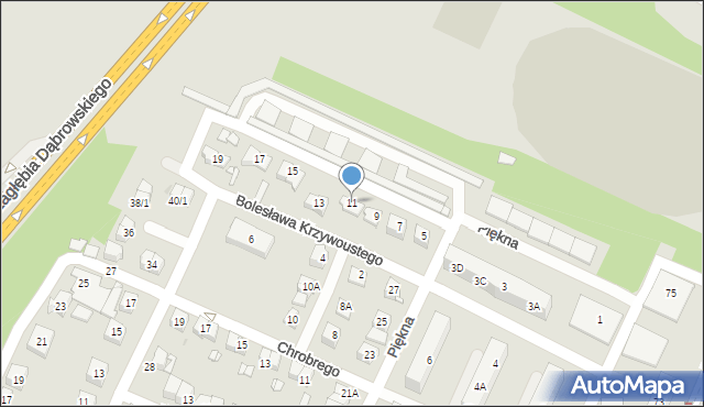 Sosnowiec, Bolesława Krzywoustego, 11, mapa Sosnowca