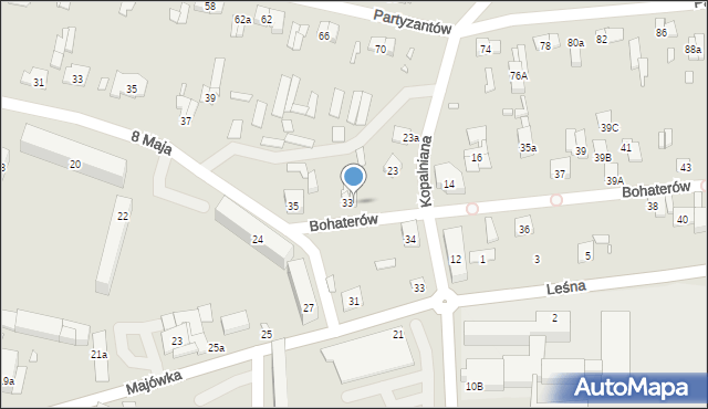 Starachowice, Bohaterów, 33a, mapa Starachowic