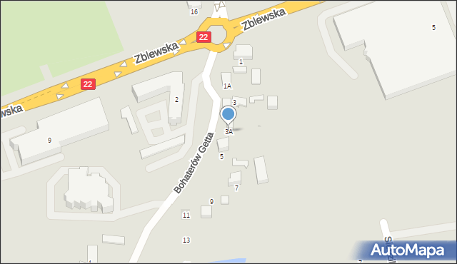 Starogard Gdański, Bohaterów Getta, 3A, mapa Starogard Gdański