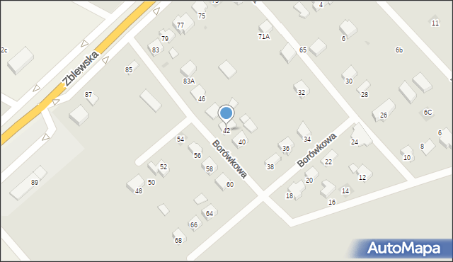 Starogard Gdański, Borówkowa, 42, mapa Starogard Gdański