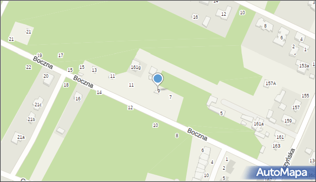 Stróża, Boczna, 9, mapa Stróża