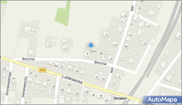 Strzebiń, Boczna, 6a, mapa Strzebiń