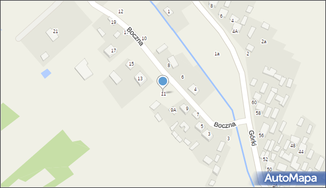 Strzegomek, Boczna, 11, mapa Strzegomek