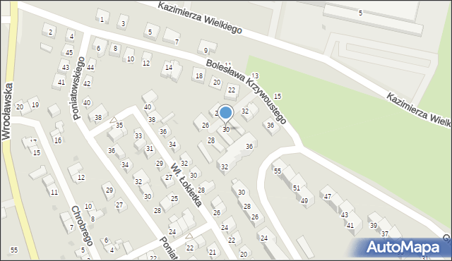 Strzelin, Bolesława Krzywoustego, 30, mapa Strzelin