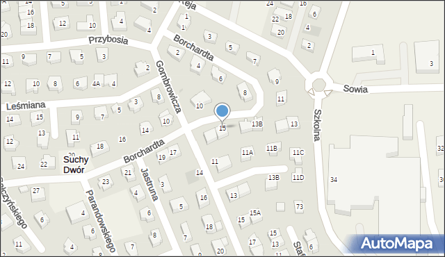 Suchy Dwór, Borchardta Karola Olgierda, kpt., 15, mapa Suchy Dwór