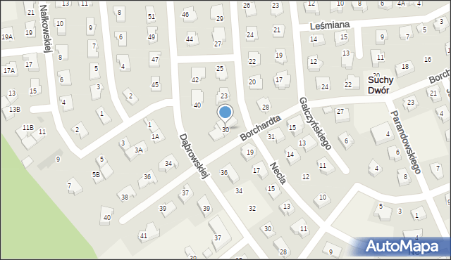 Suchy Dwór, Borchardta Karola Olgierda, kpt., 30, mapa Suchy Dwór