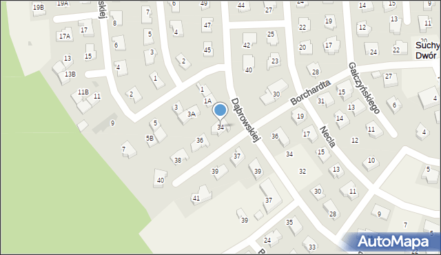 Suchy Dwór, Borchardta Karola Olgierda, kpt., 34, mapa Suchy Dwór