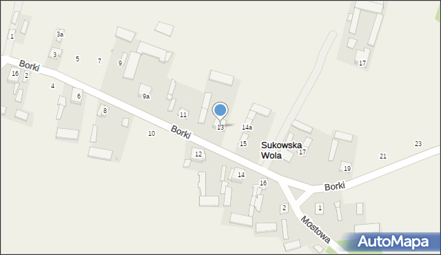 Sukowska Wola, Borki, 13, mapa Sukowska Wola