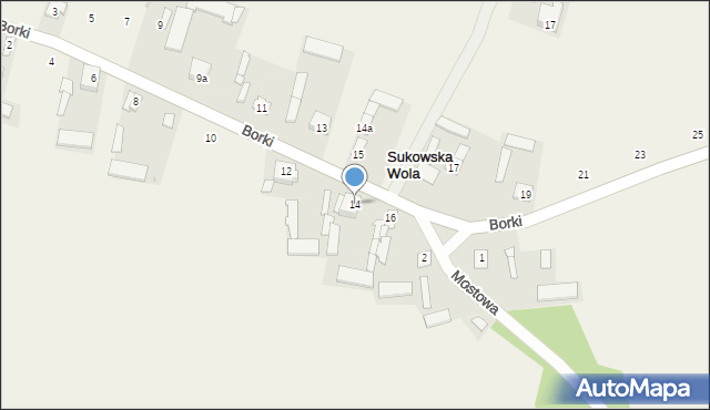 Sukowska Wola, Borki, 14, mapa Sukowska Wola