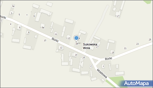 Sukowska Wola, Borki, 15, mapa Sukowska Wola