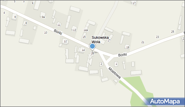 Sukowska Wola, Borki, 16, mapa Sukowska Wola