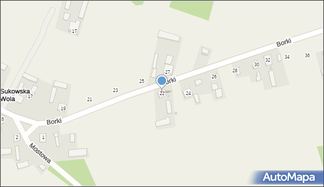 Sukowska Wola, Borki, 22, mapa Sukowska Wola