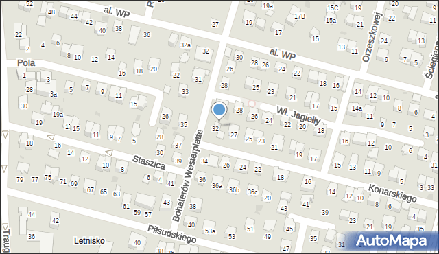 Świdnik, Bohaterów Westerplatte, 32a, mapa Świdnika