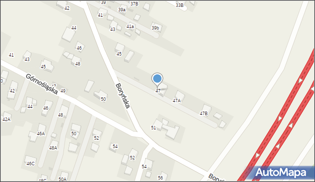 Świerklany, Boryńska, 47, mapa Świerklany