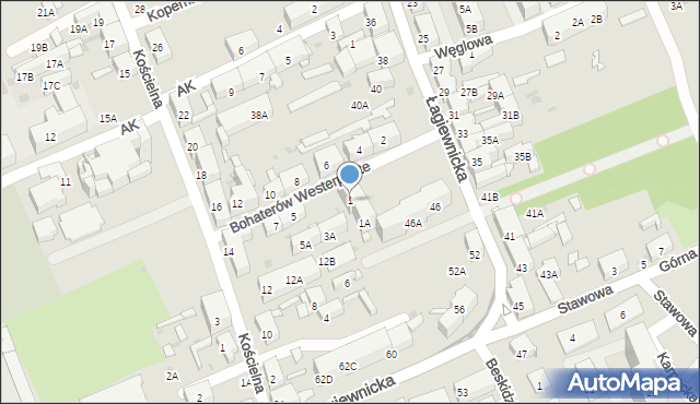Świętochłowice, Bohaterów Westerplatte, 1, mapa Świętochłowice