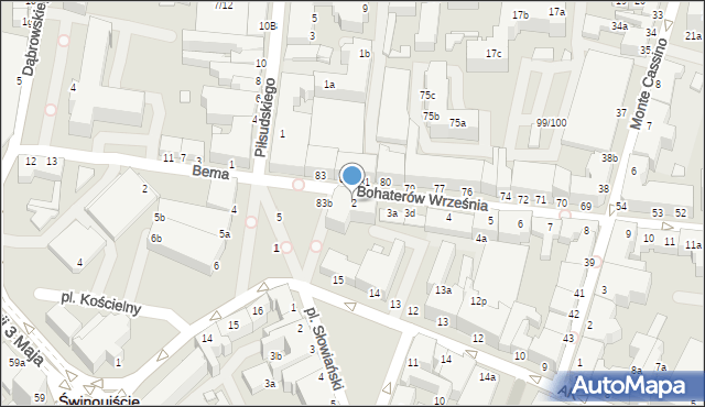 Świnoujście, Bohaterów Września, 2, mapa Świnoujście