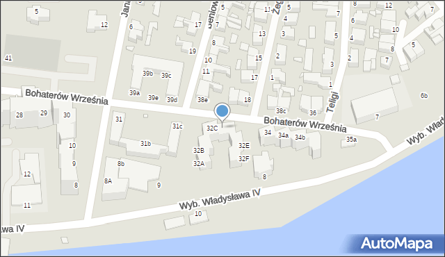 Świnoujście, Bohaterów Września, 32D, mapa Świnoujście