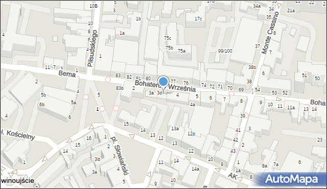 Świnoujście, Bohaterów Września, 3e, mapa Świnoujście