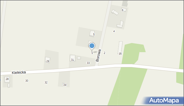 Szaniec, Borowa, 1, mapa Szaniec