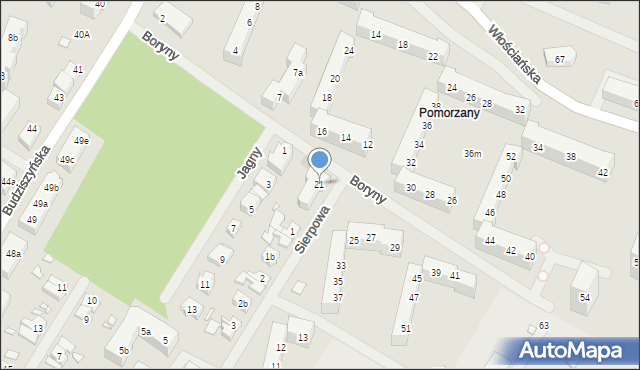 Szczecin, Boryny, 21, mapa Szczecina