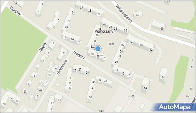 Szczecin, Boryny, 28, mapa Szczecina