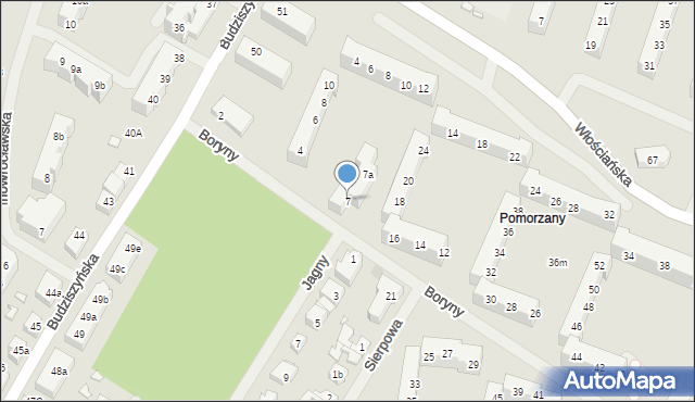 Szczecin, Boryny, 7, mapa Szczecina
