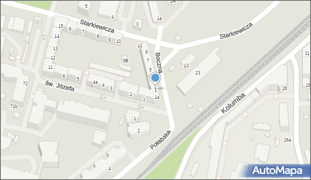 Szczecin, Boczna, 1, mapa Szczecina