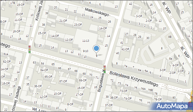 Szczecin, Bolesława Krzywoustego, 9, mapa Szczecina