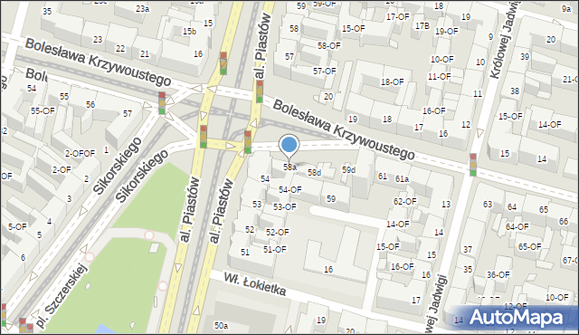 Szczecin, Bolesława Krzywoustego, 58a, mapa Szczecina