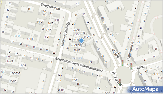 Szczecin, Bohaterów Getta Warszawskiego, 23-OF, mapa Szczecina