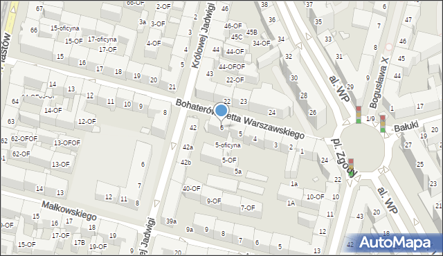 Szczecin, Bohaterów Getta Warszawskiego, 6, mapa Szczecina