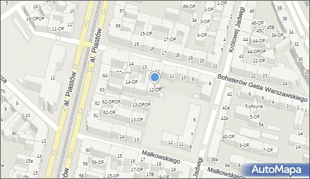 Szczecin, Bohaterów Getta Warszawskiego, 12-OF, mapa Szczecina