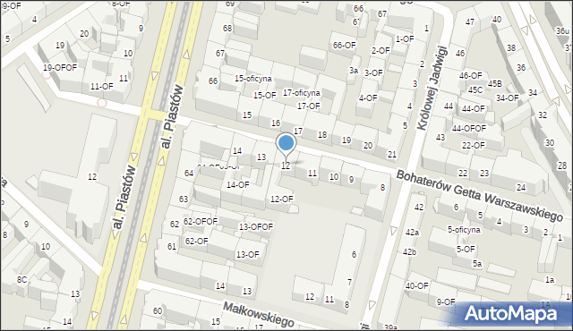 Szczecin, Bohaterów Getta Warszawskiego, 12, mapa Szczecina